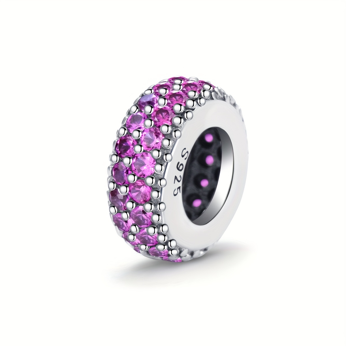 925 Silver Bead with Zirconia Inlay Jewelry for Female DIY